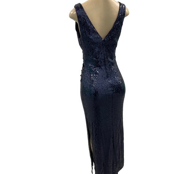Women's Betsey & Adam Navy Blue Evening Sequin Gown ( 4 ) - Picture 7 of 10